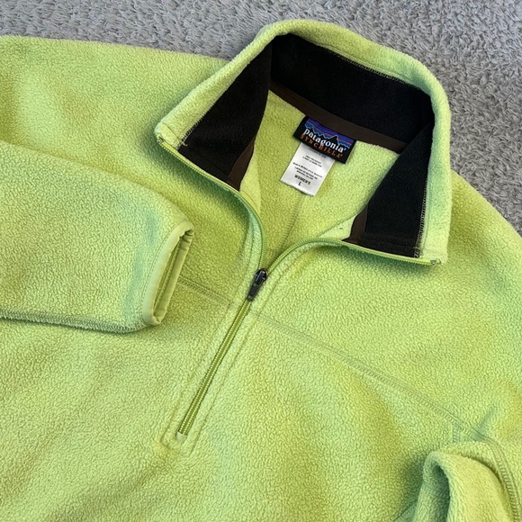 Patagonia Tops - Patagonia Synchilla Fleece Pullover 1/4 Zip Lime Green Womens Large Outdoor Cozy